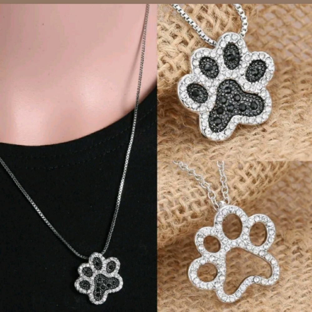 Crystal Dog Paw Pendant
